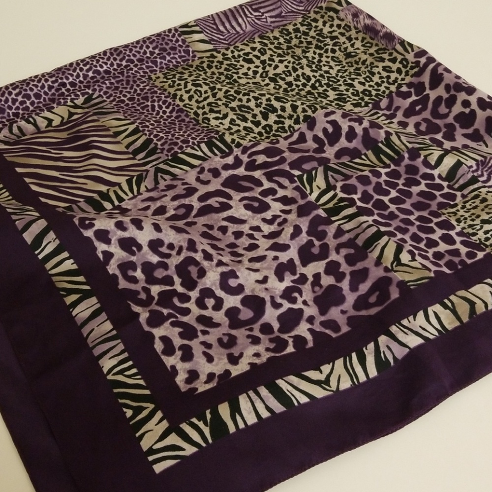 Deep plum 100% poly animal print scarf